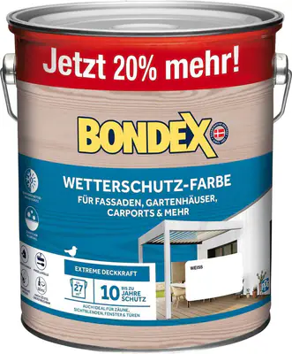 BONDEX Wetterschutz-Farbe, witterungsbeständig, mehrere Farben und Grössen – neu – Sonstiges – überwiegend weiß – Foto 1…