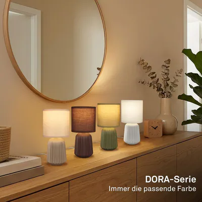 Tischlampe Keramik Nachttischlampe Tischleuchte Kabelschalter Stoffschirm – neu – Möbel – überwiegend grau – Foto 1 von 5