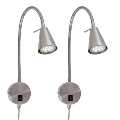 LED Bettleuchte Wandleuchte Leseleuchte 2er Set Warmweiß Flexarm mit Schalter – neu – Möbel – Foto 1 von 5