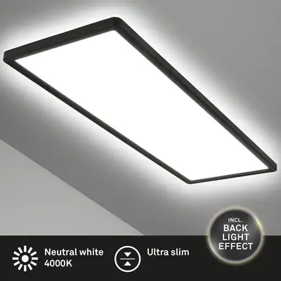 LED Deckenleuchte Ultraflach Panel Lampe 4000K Backlight 58cm Flur Küche Schwarz – neu – Möbel – Foto 1 von 5