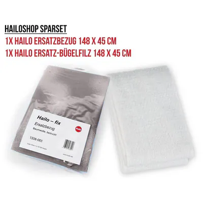 SET: 1x Hailo-fix Swingline Bügeltischbezug + 1x Hailo Bügelfilz 148x45 cm Grau