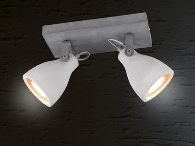 Retro Deckenstrahler Lampenschirm Beton 2 Spots schwenkbar GU10 -Wohnraumleuchte