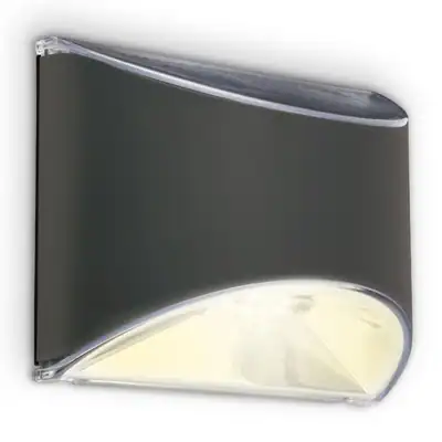 Solar LED Wandleuchte Außen Solarlampe IP44 Dämmerungssensor Anthrazit 10cm
