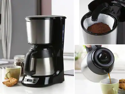 Edelstahl Filterkaffeemaschine mit Timer und Isolierkanne Kaffeefiltermaschinen
