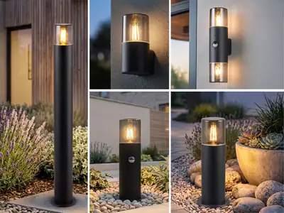 Außenlampen mit / ohne Bewegungsmelder, Terrassenlampen, Carport Beleuchtung – neu – Sonstiges – überwiegend schwarz – Foto…