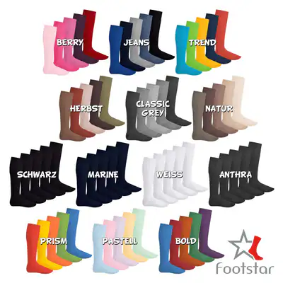 Footstar EVERYDAY! 5 PAAR Damen & Herren Kniestrümpfe Lange Socken kniehoch