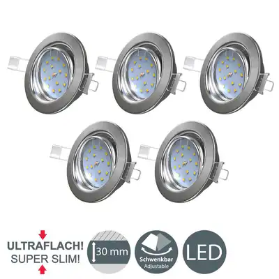 LED Einbaustrahler Deckenspots 5er Set Einbauleuchte ultra-flach 5W Schwenkbar