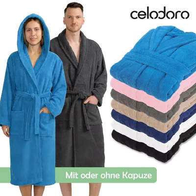 Celodoro Bademantel für Damen und Herren Reine Baumwolle – neu – Herrenmode – überwiegend weiß – Foto 1 von 5