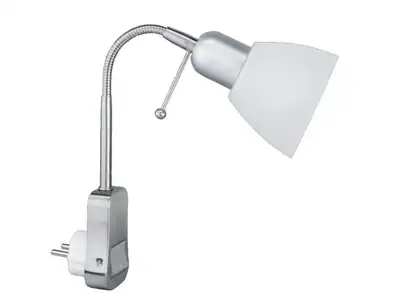 TRIO Stecker-Spot, 1 x E14, Schalter+Flexarm, Kunststoffschirm weiss