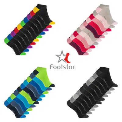 10 Paar Kinder Sneaker Socken aus Baumwolle mit abgesetzter Ferse und Spitze