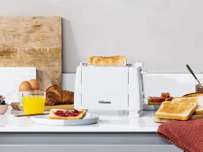 Kleiner Toaster 2 Schlitze 6 Stufen, Automatische Abschaltung & Auto-Pop-up