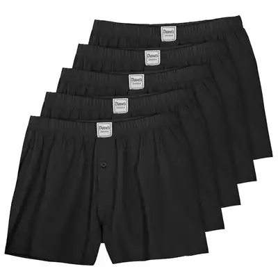Dave's Boxershorts schwarz 5er-Pack, Übergröße 8-20, 100% Baumwolle, schön weich – neu – Herrenmode