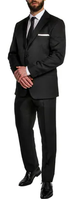 Hirschthal 2-tlg. Herren 2-Knopf Anzug Regular-Fit Schwarz Sakko + Hose Modern