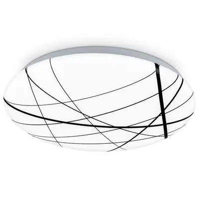 LED Deckenleuchte 12W Lampe Neutralweißes Licht Linien Design Weiß-Schwarz 28cm