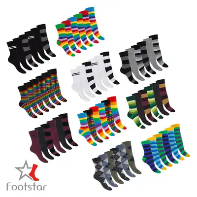 Footstar 6 Paar Damen Herren Ringel Socken Strümpfe mit Streifen