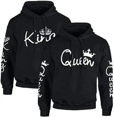 Couples Shop Herren Damen King & Queen Hoodie All Over Print Pullover Partner