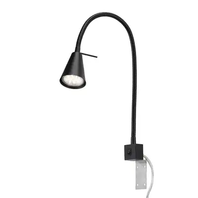 Bettleuchte LED Leselampe Schwenkbar An/Aus-Schalter 40,3cm Metall Schwarz