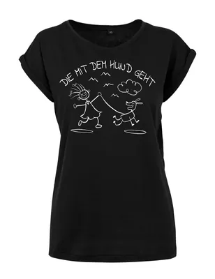 "Die mit dem Hund Geht" Damen Shirt Aufdruck Logo Haustier Lustig Hobby Geschenk