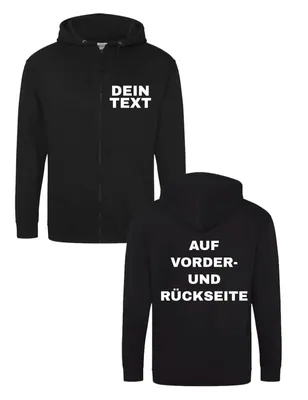 Herren Zip-Hoodie Sweatjacke bedrucken Wunschtext personalisiert Geschenk Männer