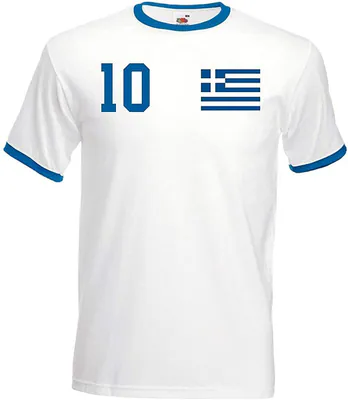 Youth Designz Herren T-Shirt Griechenland mit WUNSCHNAME + NUMMER Trikot EM WM