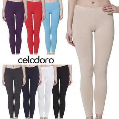 Celodoro Damen Leggings, stretchige Jersey Hose aus Baumwolle