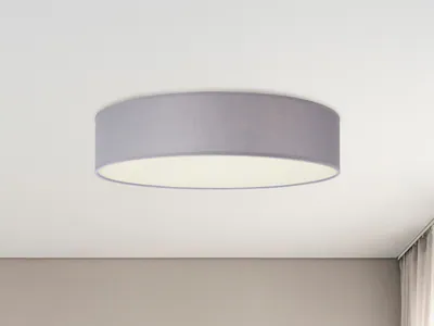 Wand/Deckenlampe Rund Ø40cm Stoffschirm grau, Küchen Esszimmer Beleuchtung