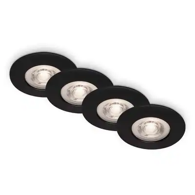 LED Einbauleuchten Einbaulampen Badlampen 4xLED 4,9W IP44 Ø9cm schwarz Briloner