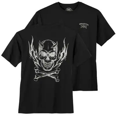 Iron Stitch Totenkopf Übergröße T-Shirt schwarz 3XL 4XL 5XL 6XL 7XL 8XL 10XL NEU