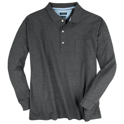 Redfield Piqué Polo-Langarmshirt anthrazit Übergröße 3XL 4XL 5XL 6XL 7XL 8XL Neu