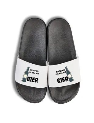 Herren Badelatschen "Der Will nur BIER" lustiger Aufdruck Männer Biergarten