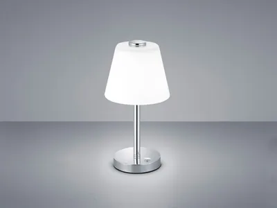 Design LED Wohnzimmerlampe Chrom TOUCH dimmbar Nachttischleuchte Glasschirm weiß