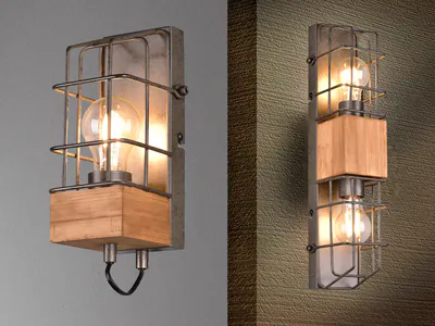 Gitter Wandleuchten mit Holzfuß Industrial Style Lampe für Eingangsbereich innen