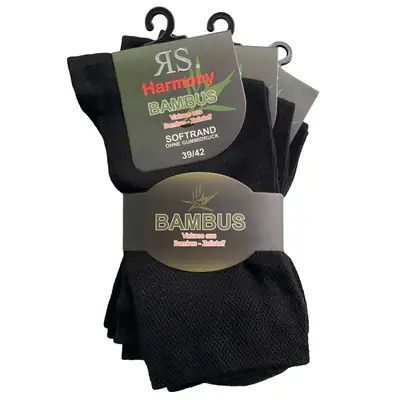 RS Harmony Viskose Socken BAMBUS schwarz 3er Pack Übergröße schön weich, bequem