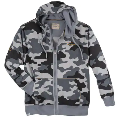 Redfield Sweatjacke Übergröße grau Camouflagemuster