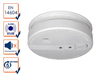 Rauchmelder vernetzbar, 230V + Backup-Batterie, 85dB koppelbarer Feuermelder