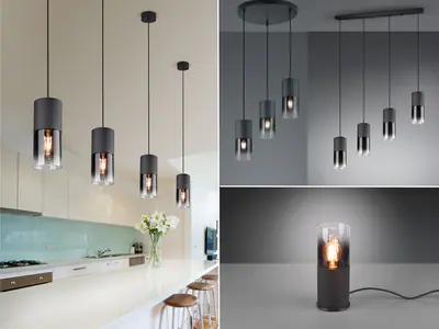 Hängelampen mit Rauchglas Schirm für Wohnzimmer Küchenlampen hängend Kücheninsel