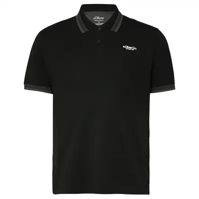 s.Oliver Übergrößen Stretch-Poloshirt schwarz
