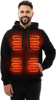 Beheizbare Hoodies für Herren Damen mit 12V 16000mAh Powerbank (Größe: X-Large)