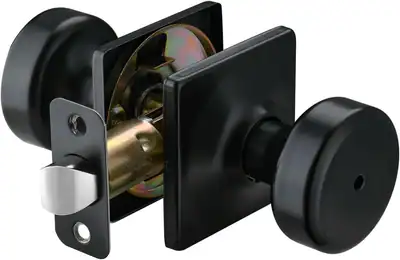 Schwarze Türklinken mit quadratischer Rosette, Innentürgriffe für Bad & Bett