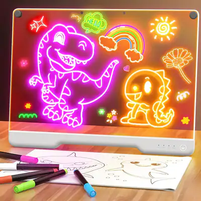 Geokay 16" Wiederaufladbares LED Zeichenbrett mit 9 Farben Lichtmodi