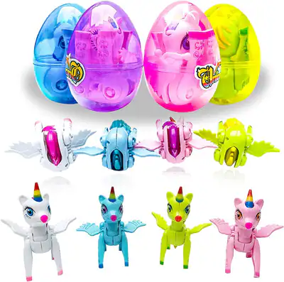 Vorgefüllte Ostereier - Einhorn Eier mit Spielzeug im Jumbo (insgesamt 4 Eier)