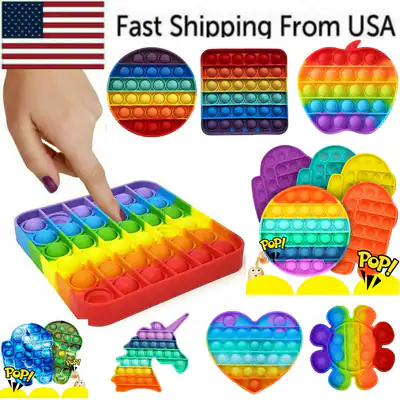 [100er-Pack] Regenbogen Push Pop Bubble It sensorisches Zappelspielzeug