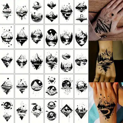 30er Pack Temporäre Tattoos - Naturinspirierter Wald, wasserfestes Fake Tattoo