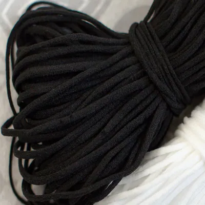 20 Yards Weich Dehnbar Rund Elastisch Kordel Schnur Schwarz 1/8" 3mm Für