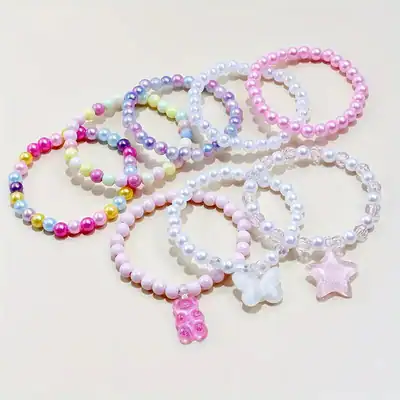 8 Stck. Mädchen niedlicher Schmetterling Bär Anhänger Charm Pentagramm Perlen