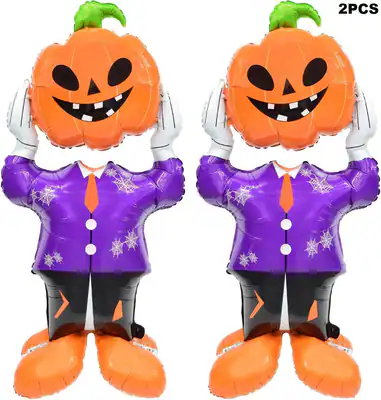 Globo Halloween Esqueleto Gigante 156 cm Con Calabaza De Pie Adorno Fiesta