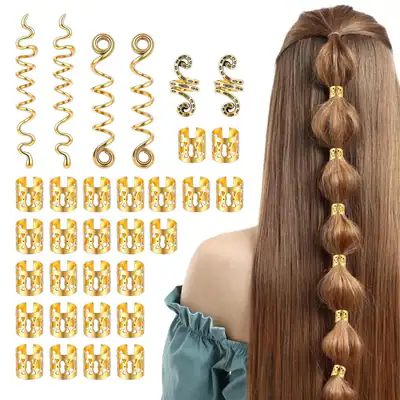 26 Stck. Haarschmuck für Dreadlock, Metall Haar Charms für Frauen, Gold Zöpfe