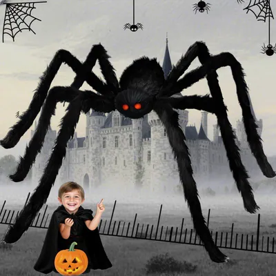 6,6 Fuß Riesige Spinne Halloween Deko Outdoor, Extra Große Outdoor Spinnen