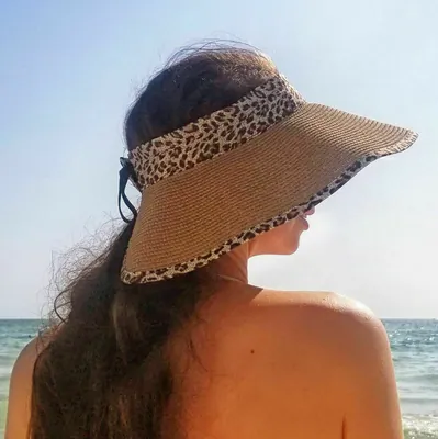 Damen Sonnenblende Sommerhut Stroh khaki schwarz Strand Reise Pool