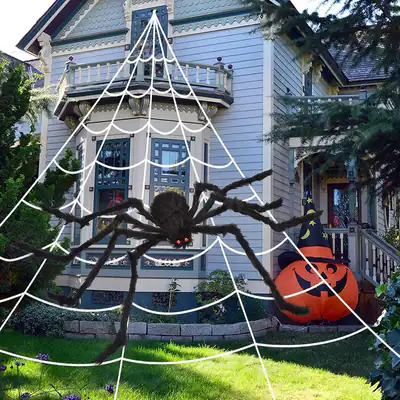 Telaraña Gigante 5m Con Araña Halloween Außen Deko Garten Terrasse